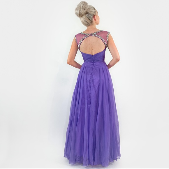 Purple Rhinestone Glam Pageant Prom Dress - Picture 6 of 8